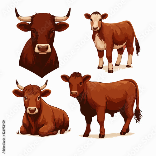 cartoon indian cow or cattle standing animal sign