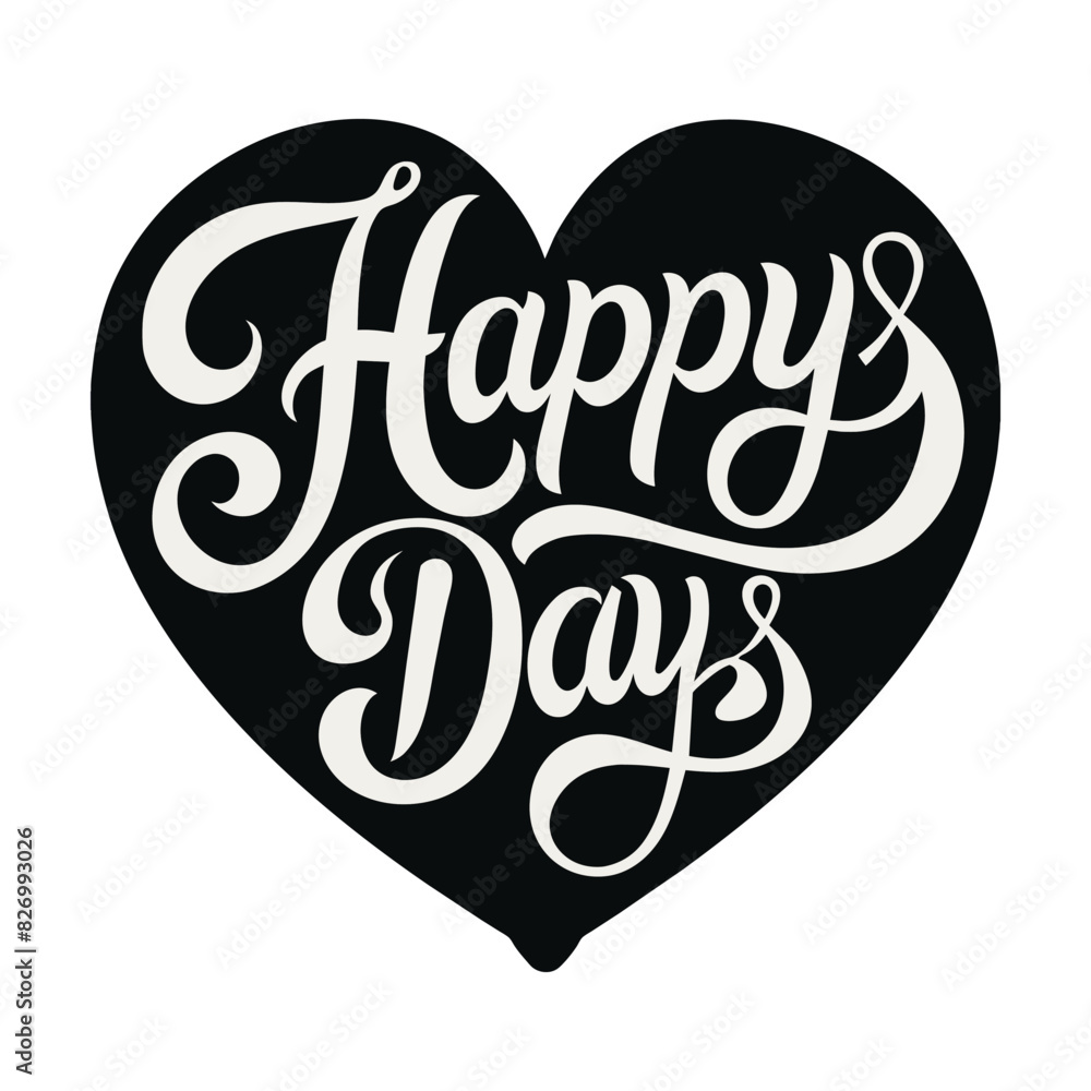 Happy Father's Day with heart a shape, great for cards , white and black color, Vector Happy Father's Day with heart a shape, great for cards , white and black color, Vector