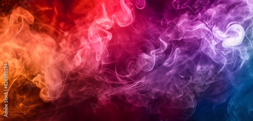 , dense tendrils of deep and dark smoke gracefully intertwine against a gradient backdrop, creating a mesmerizing blend of hues. Amidst this ethereal dance, vibrant abstract colors emerge, background 