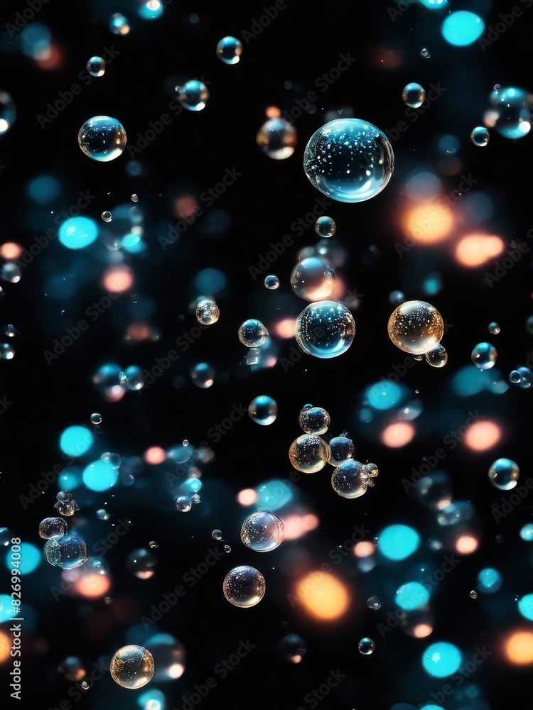 glowing oil bubbles in dark background glowing oil bubbles in dark background