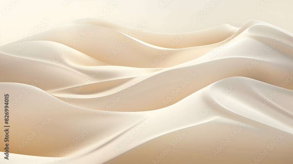 Fototapeta premium Abstract Soft Waves in Creamy Beige Tones, Abstract soft waves in creamy beige tones, creating a serene and elegant composition with smooth textures and gentle curves