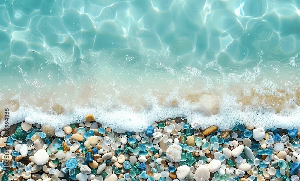 beach with glass pebbles beach with glass pebbles