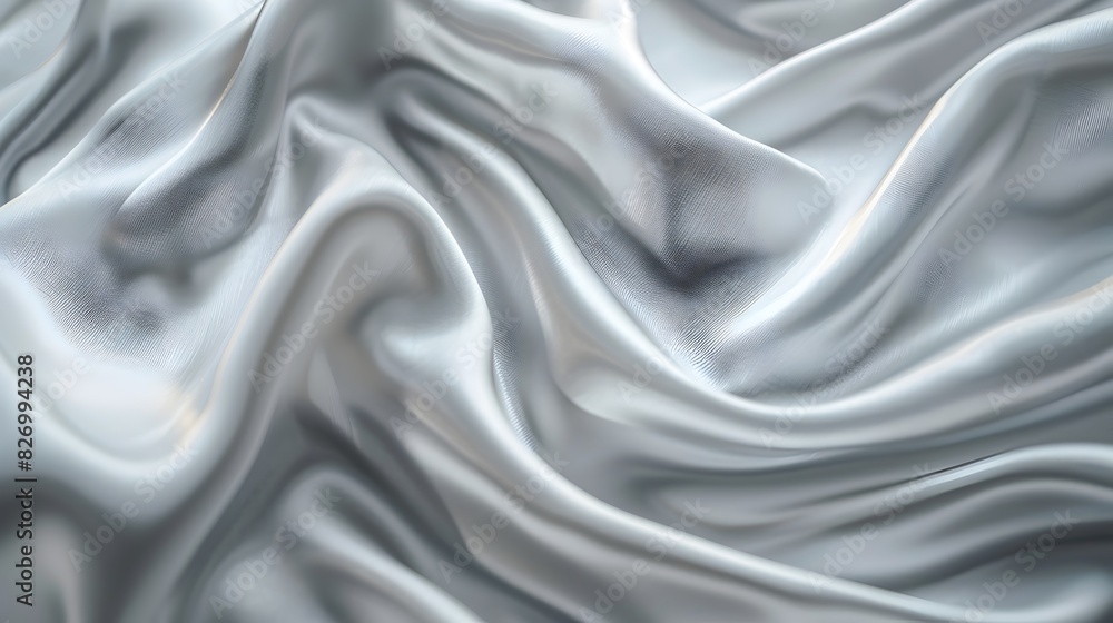 Silver Silk Fabric Shines with Elegant Waves of Luxury Silver Silk Fabric Shines with Elegant Waves of Luxury