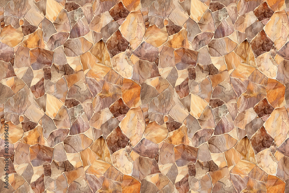 A pattern of brown and tan rocks with a rough texture A pattern of brown and tan rocks with a rough texture