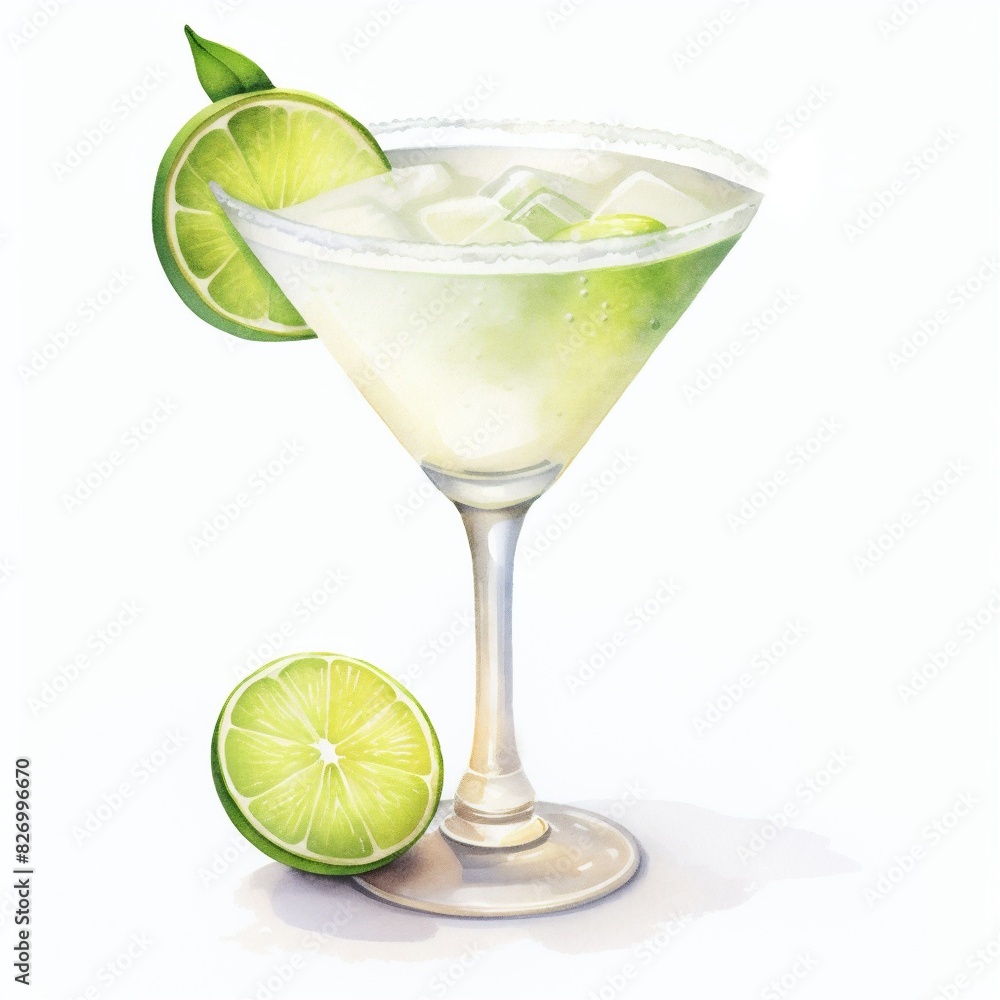 Margarita Cocktail Day with Lemon, Ice, Lemon Lime and Mint Leaves. Hand Drawn Coctail Day Sketch on White Background. Margarita Cocktail Day with Lemon, Ice, Lemon Lime and Mint Leaves. Hand Drawn Coctail Day Sketch on White Background.