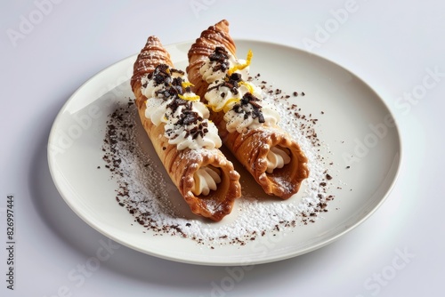 Exquisite Cannoli: Tempting Italian Pastry with Citrus Zest and Dark Chocolate