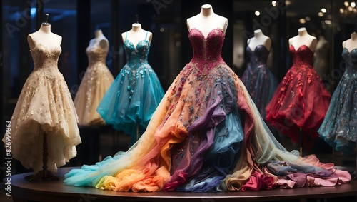 A short story about a magical dress left on a table, each color representing a different emotion or memory waiting to be discovered by whoever wears it ai_generated photo