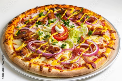 Delectable Double-Cheeseburger Pizza with Greek Yogurt and Mustard