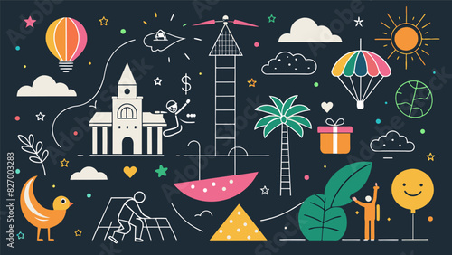 From simple doodles to elaborate scenes the chalk art festival is a showcase of the endless possibilities of the medium.. Vector illustration