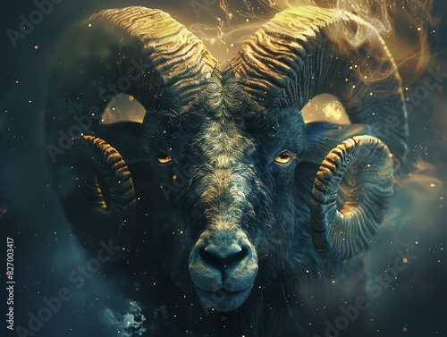 Aries zodiac sign  ram  cosmic 3D render
