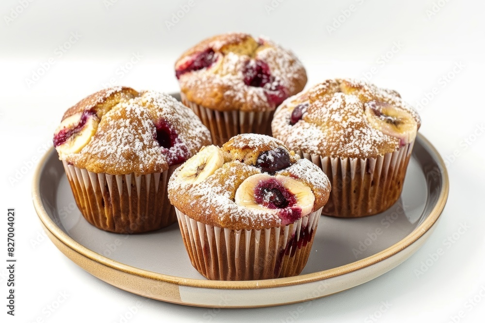 Tantalizing Banana Cherry Custard Muffins with Confectioners' Sugar Tantalizing Banana Cherry Custard Muffins with Confectioners' Sugar