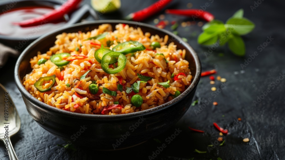 Delicious fried rice with copy space area for text Delicious fried rice with copy space area for text