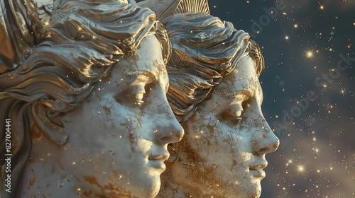 Gemini twins, zodiac 3D render