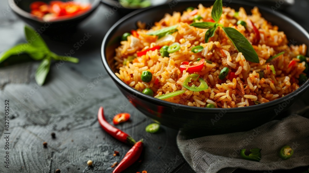 Delicious fried rice with copy space area for text Delicious fried rice with copy space area for text