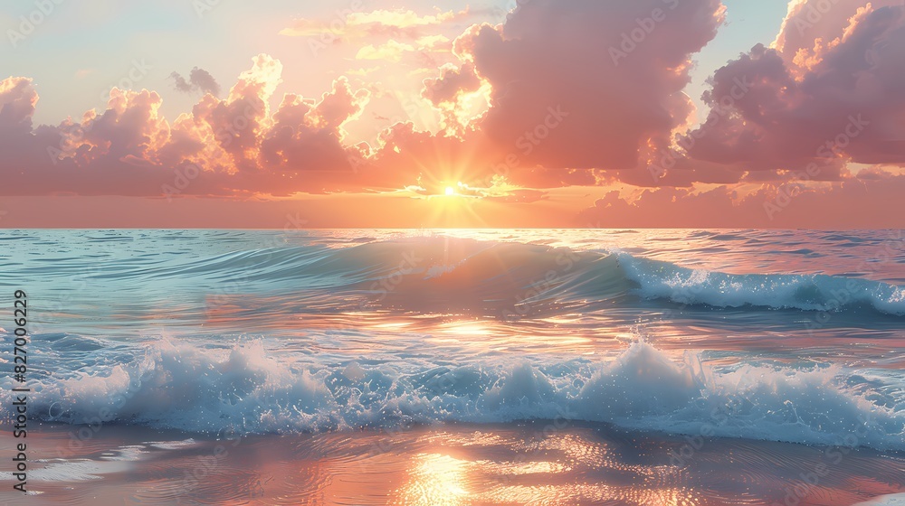 peaceful ocean scene with waves tinted in soft liquid hues peaceful ocean scene with waves tinted in soft liquid hues