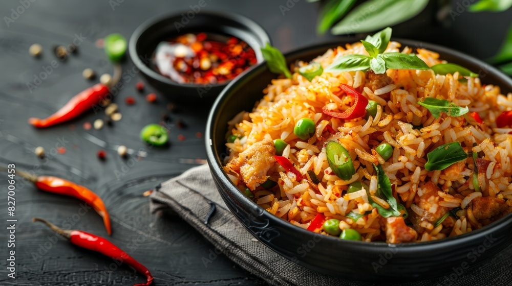 Delicious fried rice with copy space area for text Delicious fried rice with copy space area for text