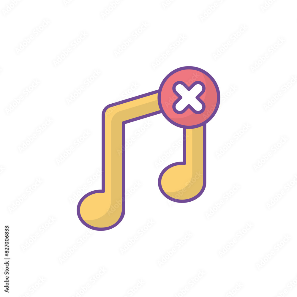 No Music icon design with white background stock illustration