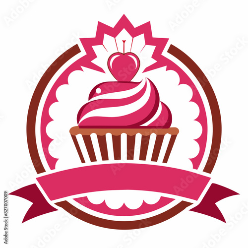 Vector illustration of cupcake bakery logo design template