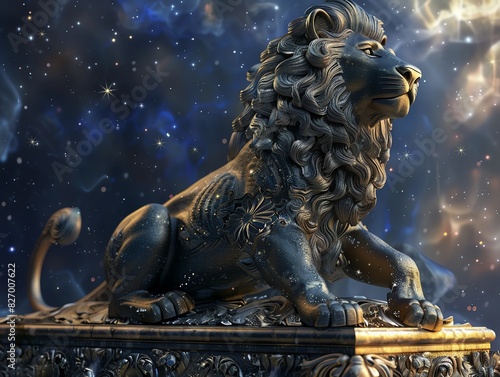Leo zodiac lion, 3D futuristic render photo