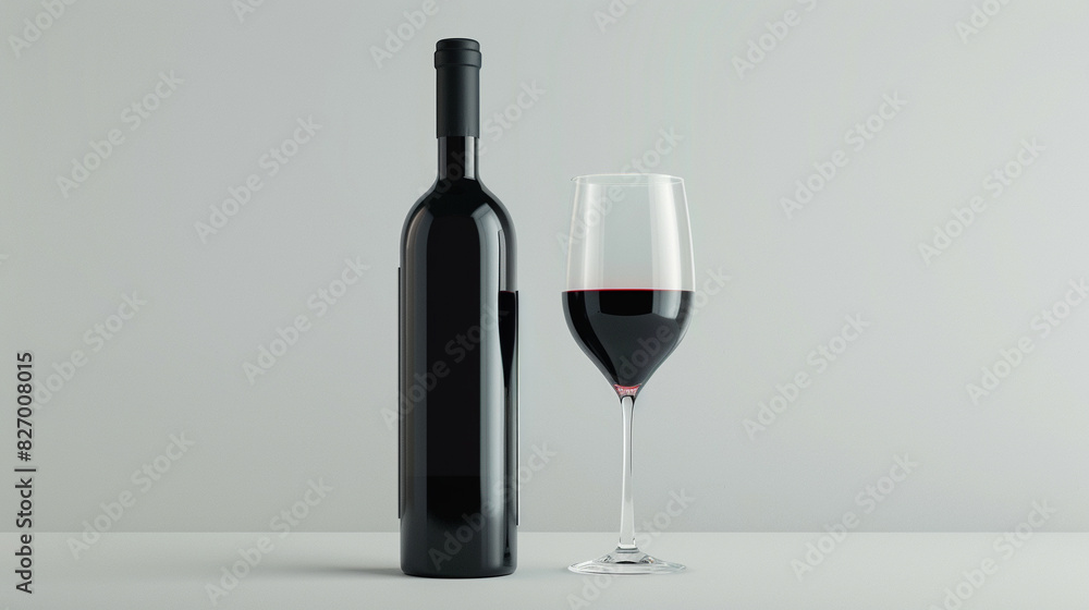 Wine bottles and glasses Placed on the table. Wine bottles and glasses Placed on the table.