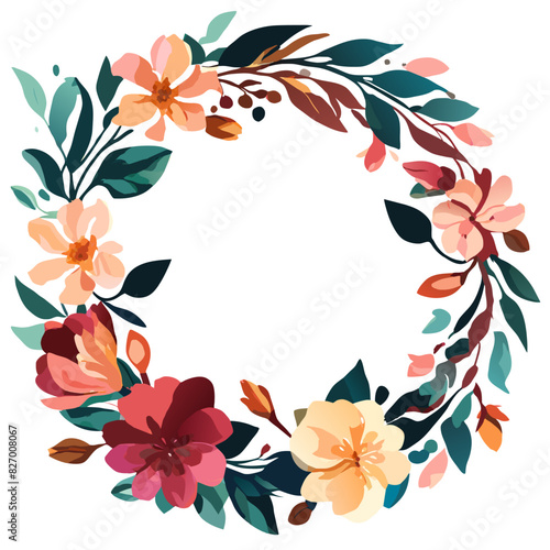 water color enchanted garden affair  aesthetic lily circle garland floral for invitation decorative