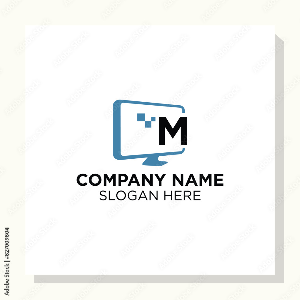 letter initial and computer Logo designs, computer Shop logo designs, Modern computer logo designs vector icon letter initial and computer Logo designs, computer Shop logo designs, Modern computer logo designs vector icon