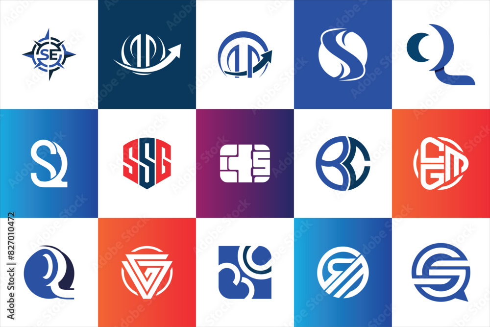 Letter mark Geometric Modern minimal initial Logo Design set collection template for business company brand Letter mark Geometric Modern minimal initial Logo Design set collection template for business company brand