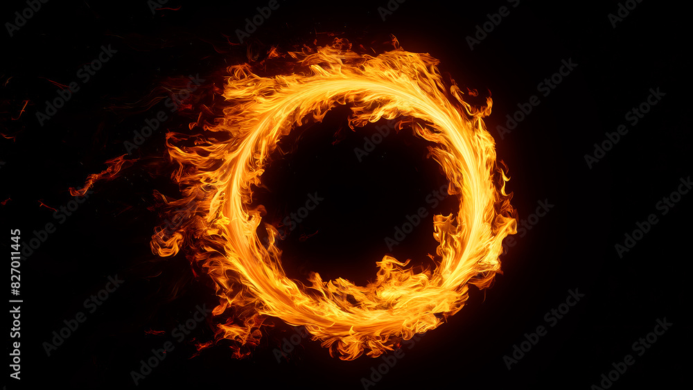 beautiful circle fire ring with black background, generated by AI beautiful circle fire ring with black background, generated by AI