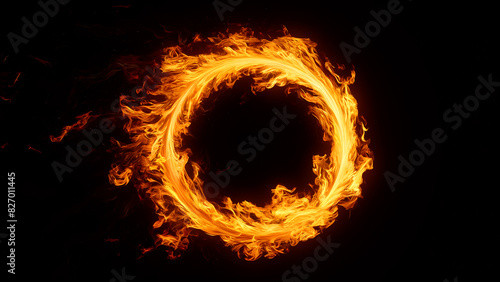 beautiful circle fire ring with black background  generated by AI
