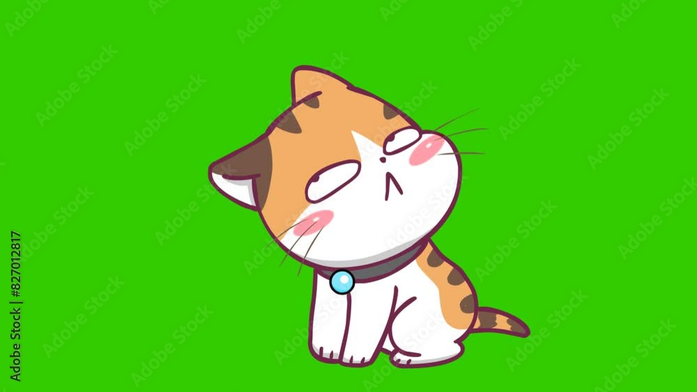 Animated Orange Cat Sulking with Green Screen Animated Orange Cat Sulking with Green Screen