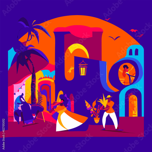 letter corta mambo, vector illustration flat 2 photo