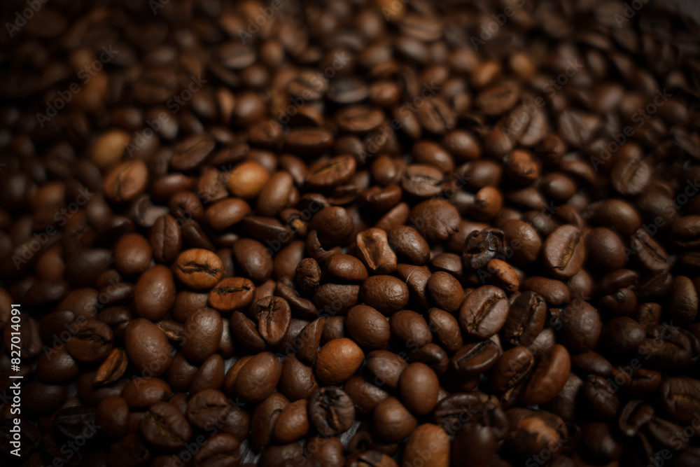 Colorful background with coffee beans in close-up Colorful background with coffee beans in close-up