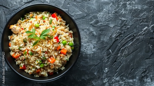 Delicious fried rice with copy space area for text