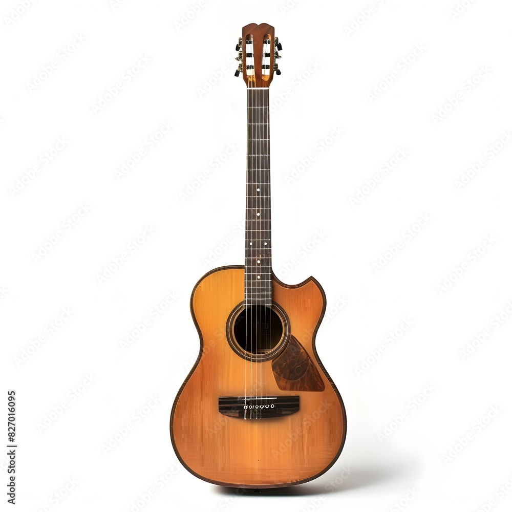 A classic acoustic guitar isolated on a white background.