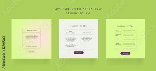 Tips post for skin care. minimal modern beauty fashion cosmetic. Tips template design with botanical leaf elements. Skin care tips brochure template. Beauty skin care tops content social med