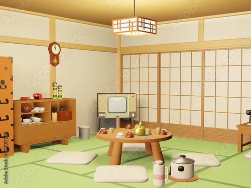 昭和レトロな部屋のイラスト