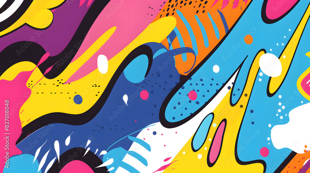 A vivid and energetic abstract pop art backdrop with bold colors, funky shapes, and playful designs, suitable for creative project backgrounds A vivid and energetic abstract pop art backdrop with bold colors, funky shapes, and playful designs, suitable for creative project backgrounds