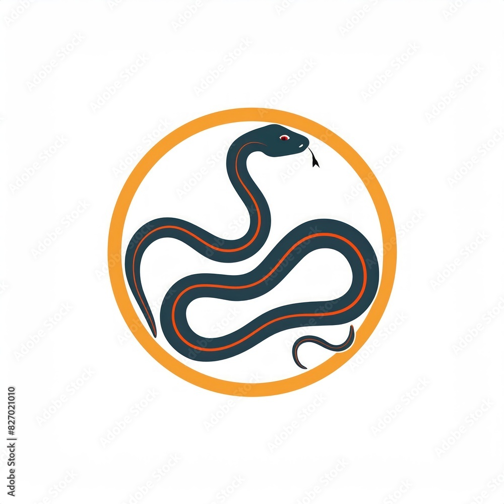 Fototapeta premium snake icon or snake logo. logo iconic snake chinese, circel logo snake, red snake logo. black color and white background. shio snake, snake chinese new years, snake tatto design, snake art. 