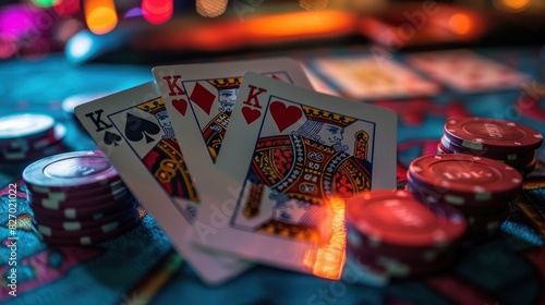 Playing cards in a casino photo