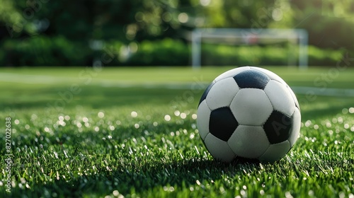Close up of a soccer ball on the field