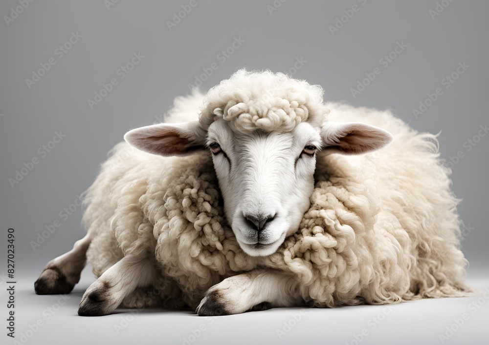 Sheep lying down, isolated on a white background. Sheep lying down, isolated on a white background.