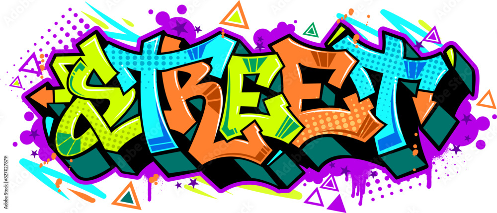 Obraz premium Graffiti art text vector illustration