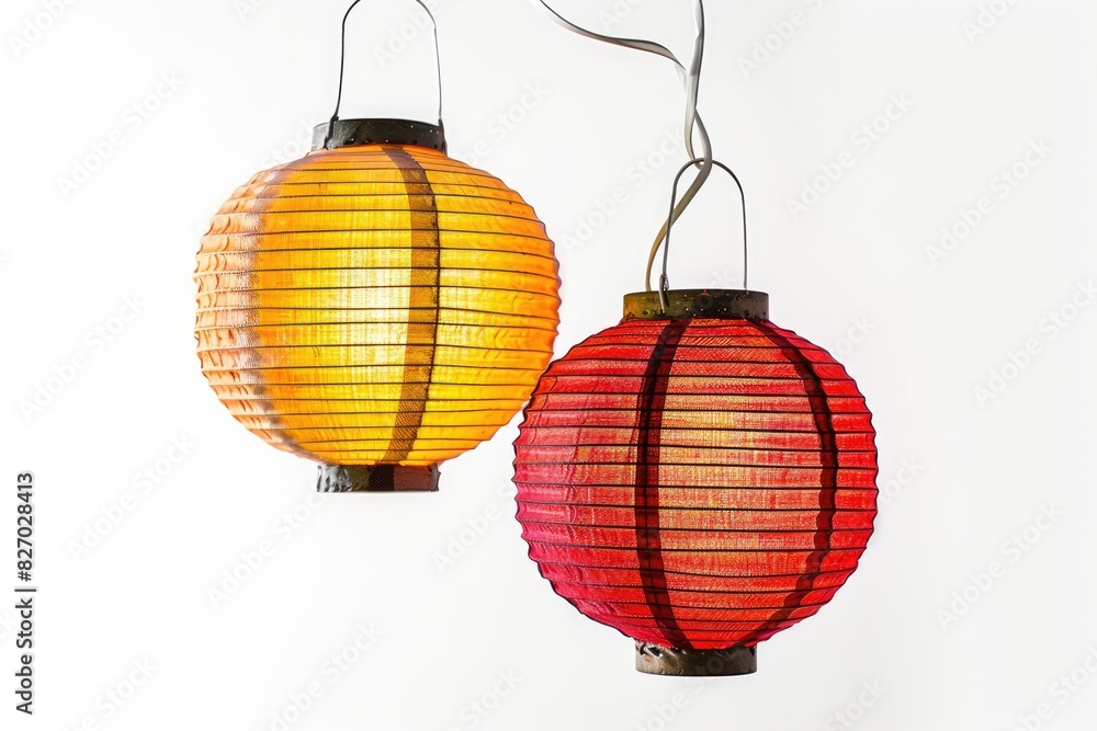 Fototapeta premium Moroccan lanterns hanging in a row a white background