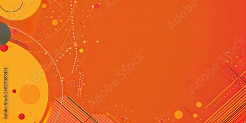 Deep Orange background, colorful lines and dots on the left side of the screen. The circular pattern is simple and minimalist, with no text or graphic elements.