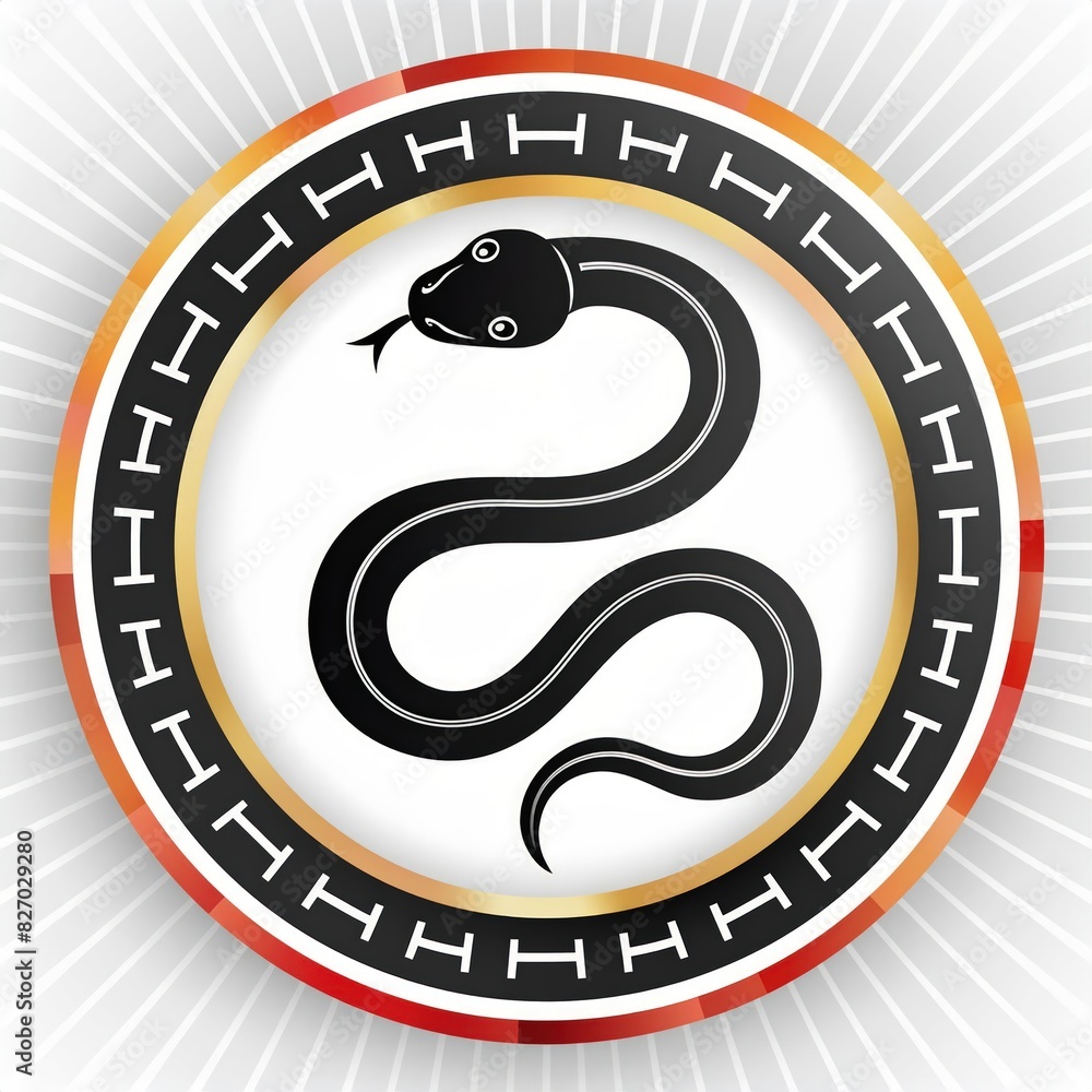 Obraz premium chinese zodiac year of the snake, chinese new year, chinese new year, logo iconic snake, circel logo snake, red snake logo, wood snake chinese new year symbol, logo red snake cool