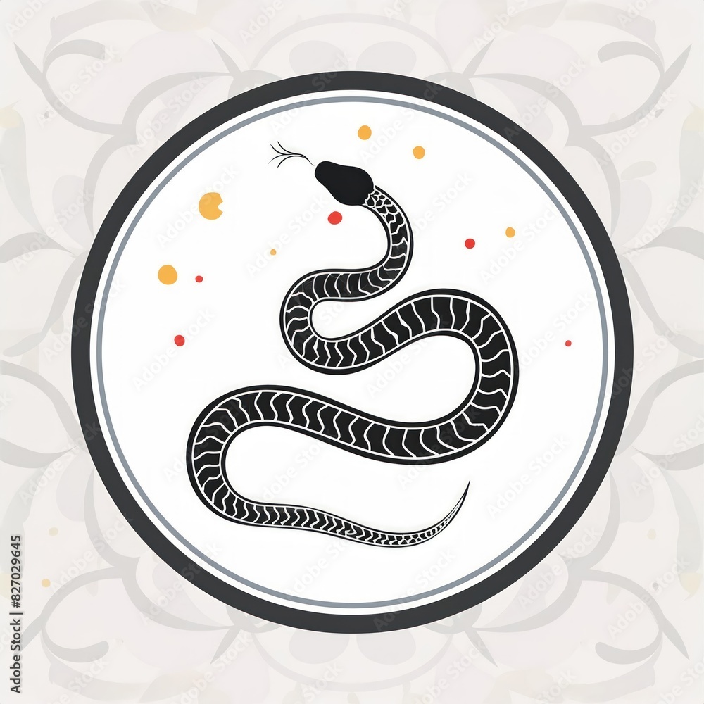 Naklejka premium chinese zodiac year of the snake, chinese new year, chinese new year, logo iconic snake, circel logo snake, red snake logo, wood snake chinese new year symbol, logo red snake cool