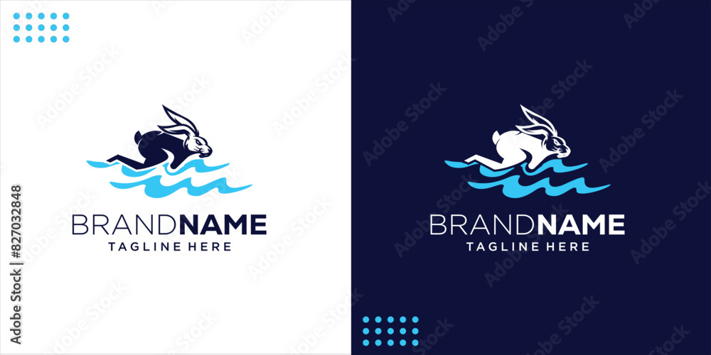 Creative Swimming Rabbit Logo, Design Inspiration, Illustration, Vector Creative Swimming Rabbit Logo, Design Inspiration, Illustration, Vector