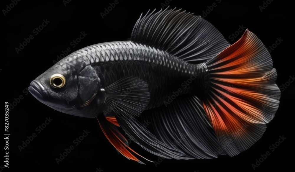 Fototapeta premium betta fish Double Tail or Double Tail Betta black
