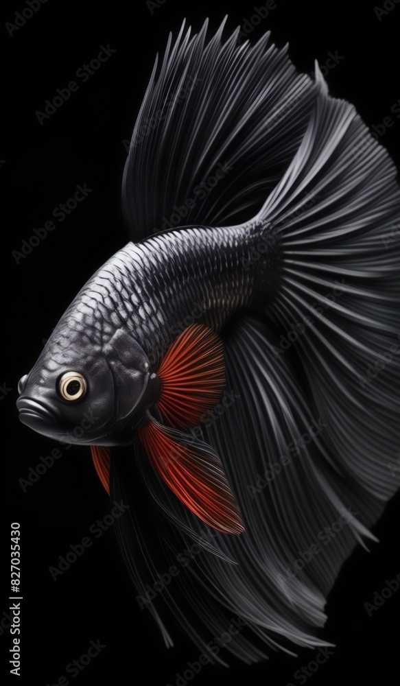 Fototapeta premium betta fish Double Tail or Double Tail Betta black