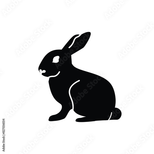 Elegant Black Rabbit Silhouette vector.
